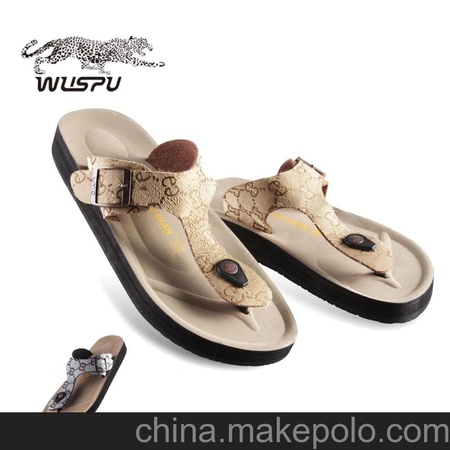 WUSPU男鞋 夏季新品男式沙滩拖鞋 勃肯人字拖鞋 夹脚凉鞋1315