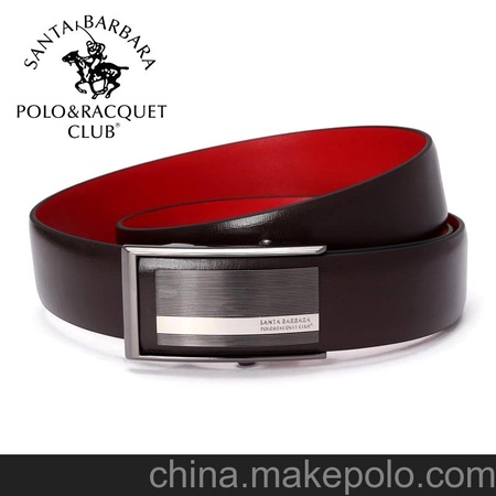 鸿运款！S.B.POLO/圣大保罗啡/红色牛皮自动扣男士皮带110942-2