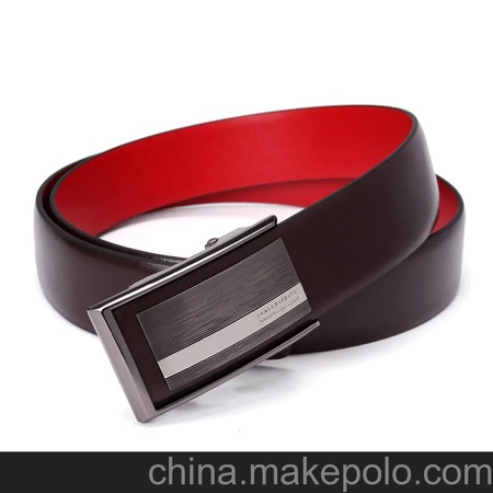 鸿运款 s b polo 圣大保罗啡 红色牛皮自动扣男士皮带110942 2 朵拉利品网