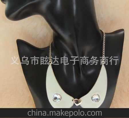 欧美夸张配饰批发 宝石镶嵌滴油 猫眼睛合金女 假领子项链