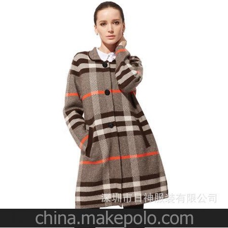 羊绒大衣 秋冬新款 经典毛领 翻领外套女 大码休闲针织 女装批发