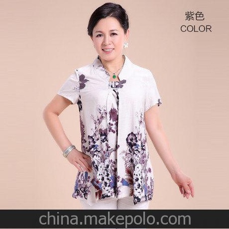 艳儿依橱 中年女装妈妈装夏装2014新款中老年服装妇女大码短袖T恤