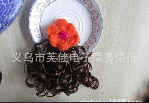 儿童假发头花 假发发夹 公主假发发饰 头花假发 花朵卷发供应